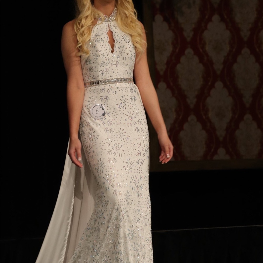 White Custom Johnathan Kayne Pageant Dress
